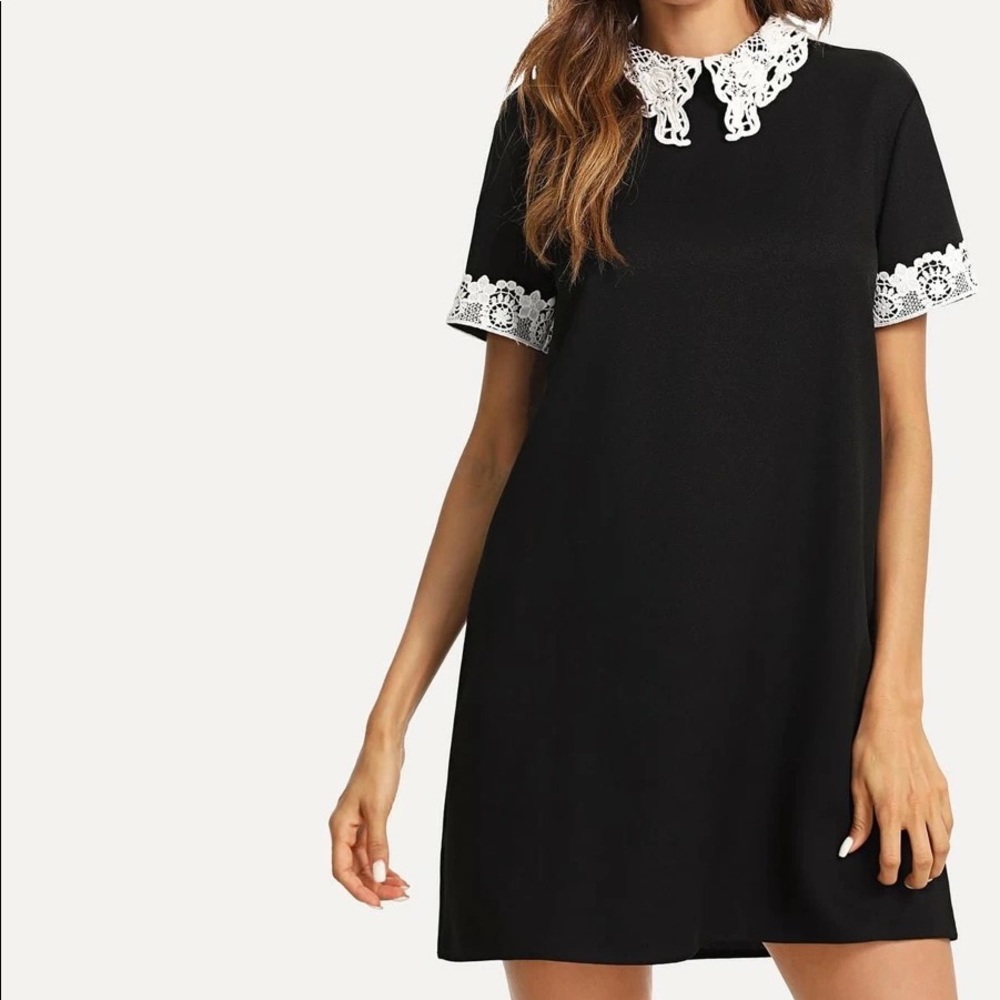 Lace Detail Black Dress